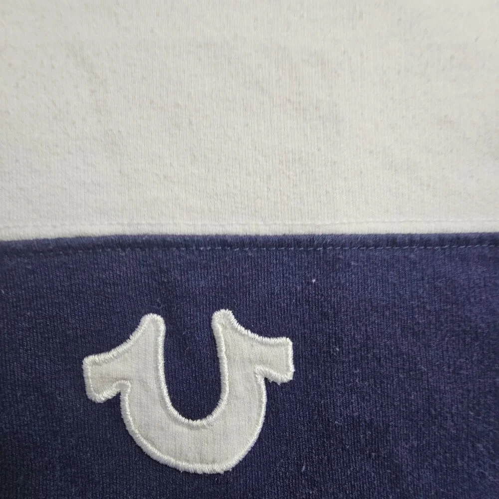 True Religion Y2K Style Color Block Pullover Sweatshirt with‎ Hood Men's XXL